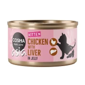 Cosma Asia Kitten v želeju 6 x 85 g  Piščanec s piščančjimi jetri