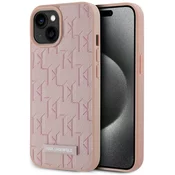 Ovitek Karl Lagerfeld Case Leather Monogram     Metal Logo MagSafe for iPhone 15 pink (KLHMP15SPKHPORPP)