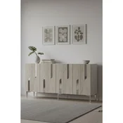 Hanah Home komoda Nota 150, 150 cm, bela / travertin / srebrna