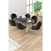 Hanah Home Trpezarijski set, 7 komada, Crni