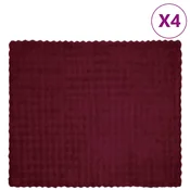 vidaXL Dežnik iz umetnega zajčjega krzna 4 pcs Bordeaux rdeča