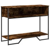 Vidaxl Konzolna mizica dimljen hrast 100x35x74,5 cm inženirski les