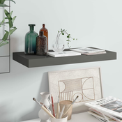 Plutajuca zidna polica visoki sjaj siva 50 x 23 x 3,8 cm MDF