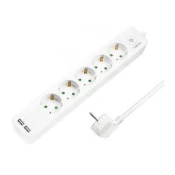 LOGILINK Produžni kabl 5 mesta, 2 USB, prekidac 1,5m, beli