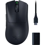 Razer DeathAdder V3 Pro brezžična miška črne barve s HyperPolling adapterjem