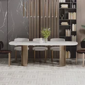 Casa Padrino Luxury Dining Table White/Brass 180 cm - Luxury Dining Room Furniture