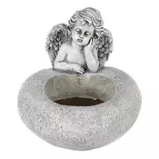 Autronic Okrasitev Heart with angel - memorial cover, polyresin, color gray (ALA3298)
