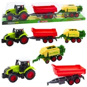 Traktorski set s prikolico in balirko - Lean Toys