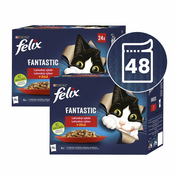 Vrečke FELIX Fantastic okusen izbor hran v želatini – pakiranje različnih hran 48x85 g