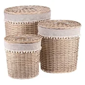 Autronic Pletena košara Wicker laundry basket, oval with lid, price for a set of 3 pieces (PRE203)