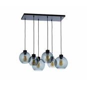 TK Lighting Obesek Cubus, dimno siva, steklo, dolžina 74 cm, 6 luči - Dnevna soba / jedilnica - Sodobni - dimno sivo-transparentna, črna
