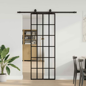 vidaXL vidaXL Drsna vrata z opremo črna 76x205 cm ESG steklo, (21749510)