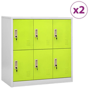 Ormarici s kljucem 2 kom svjetlosivi/zeleni 90x45x92,5 cm celik