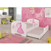 Otroška postelja Pepe II Princesa in konj z dodatnim ležiščem z ograjico - 80x160 cm
