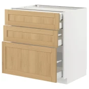 METOD / MAXIMERA Pod.elem.3front/2dnj/1srd/1vis.fiok, bela/Forsbacka hrastovina, 80x60 cm