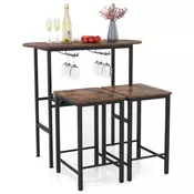 Northix Barska mizica za 2 osebi 100x40x95 cm kovinski okvir stojalo za vino