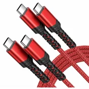 USB-C na USB-C hitri polnilni kabel rdeč 100W 20V 5A 2 m 2 kosa