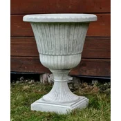 Casa Padrino baroque garden decorative flower pot gray A� 39 x H. 52 cm - Round baroque style plant pot - Baroque garden decoration - Baroque terrace decoration - Baroque decoration accessories