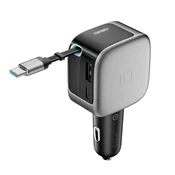 slomart Cuktech CC903P 100W avto polnilec z zaslonom in izvlečnim kablom - Siv