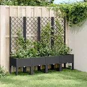Vrtna sadilica s rešetkom crna 160 x 40 x 142 cm PP