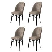 Hanah Home Set 4 trpezarijske stolice Ritim Kapucino-Crni