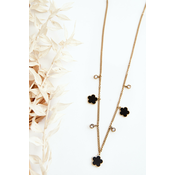 Womens gold chain with black flowers