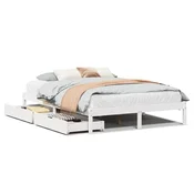 Vidaxl Posteljni okvir brez vzmetnice bel 140x190 cm trdna borovina