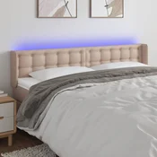 Vidaxl vidaXL LED vzglavje postelje, kapučino, 203x16x78/88 cm, umetno usnje