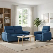 VIDAXL sedežna garnitura, 2-delna, blago, modra, 3430628