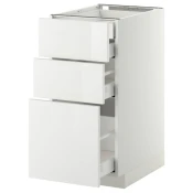 METOD / MAXIMERA Pod.orm.3front/2dnj/1srd/1vis.fiok, bela/Ringhult bela, 40x60 cm