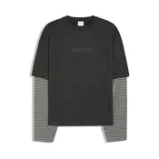 Bershka Majica pegasto siva / črna