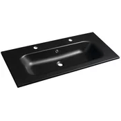SIDRA Cultured Marble Washbasin 101x46cm, 2 tap holes, black matt - Črna - 101x14,2x46 cm - Sapho - SIDRA - 24 - Liti marmor - Pravokotnik - 1010 - 142 - 460 - 14