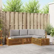 Set vanjskih sofa s jastukom 4 Komad Prirodna i svijetlo siva