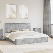 Krevet s od storage s uzglavljem Betonski sivi 200 x 200 cm