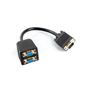 LANBERG adapter VGA (M) na 2x VGA (F) kabel 20cm, crni