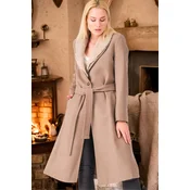 Z6671 DEWBERRY WOMENS COAT-PLAIN BEIGE