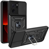 Silikonski ovitek Armor Ring z zaščito kamere za Xiaomi 13T/Xiaomi 13T Pro - črn