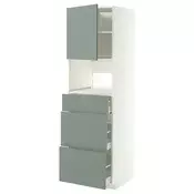 METOD / MAXIMERA Visoki element za ugradb uredaje, bijela/Nickebo matirano, sivo-zelena, 60x60x200 cm