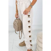 Amour beige melange cotton trousers