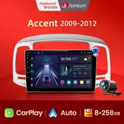 V1 Wireless Carplay 256GB 2 Din Android Auto Car Radio For Hyundai Accent 2009-2012