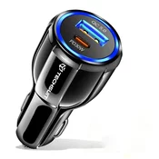 Hitri avtopolnilec Techsuit TE-022 60W s QC3.0 in dvema polnilnima izhodoma