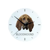 Bloodhound, pes svetega Huberta - geometrijska stenska ura s fotografijo in napisom
