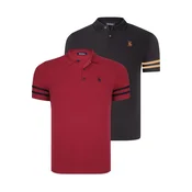 DOUBLE SET T8585 DEWBERRY MENS T-SHIRT-BLACK CAMEL-BURGUNDY