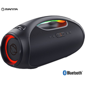 MANTA SPK320 prijenosni Boombox zvucnik, Bluetooth 5.3, 120W RMS, TWS / Multi Link, punjiva baterija, RGB LED osvjetljenje, IPX6 vodootporan, USB / AUX, Google Assistant / Siri, crna (Eclipse Black)