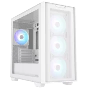 ASUS A21 PLUS microATX računalniško ohišje, kaljeno steklo, štirje 120mm ARGB ventilatorji, podpora za BTF osnovne plošče, belo