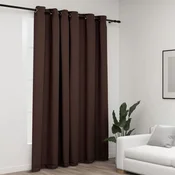 Zavjesa za zamracivanje s prstenima smede-siva 290 x 245 cm