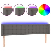 Vidaxl LED posteljno vzglavje sivo 203x16x78/88 cm umetno usnje