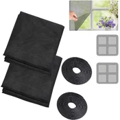 shumee 2x MREŽA PROTI KOMARJEM ZA OKNO 1,3x1,5m ČRNI VELCRO SET + NAŠTEK ZA POPRAVILO