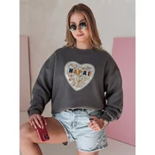Bluza damska oversize z sercem SERDUCHOVA grafitowa Dstreet