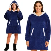 Ruhhy hoodie odeja z rokavi 120x190 cm - Modra